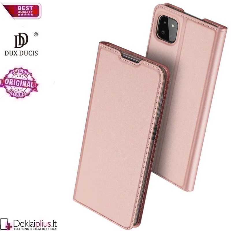 Dux Ducis dirbtinės odos atverčiamas dėklas - rausvas (telefonui Samsung A22 5G) Dux Ducis dirbtinės odos atverčiamas dėklas - rausvas (telefonui Samsung A22 5G)